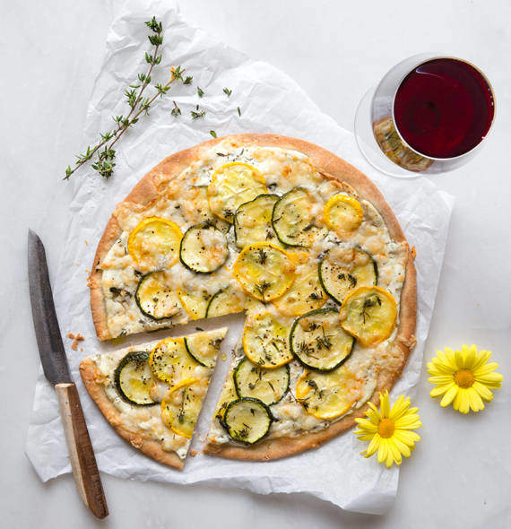 Pizza Bianca with zucchini and goat’s cheese